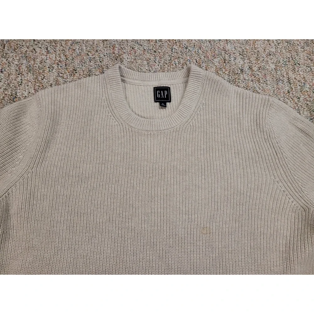 Gap Sweater Mens XL Beige Crewneck Pullover Knit Fisherman‎ Outdoors Hiking Camp